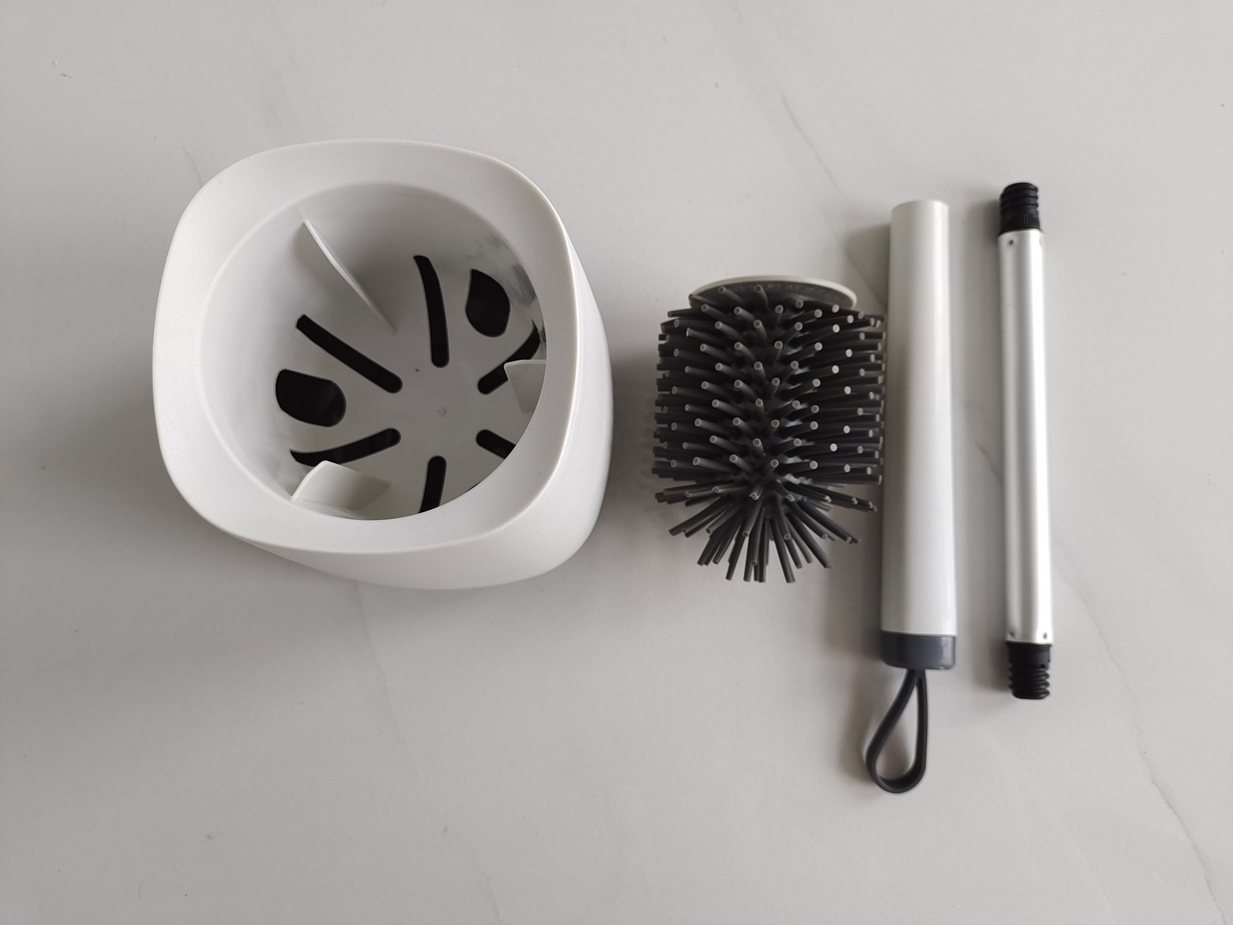 Venta al por mayor de baño de alta calidad TPR Toliet cepillo de limpieza de cerdas de goma redondo de silicona cepillo de baño con soporte