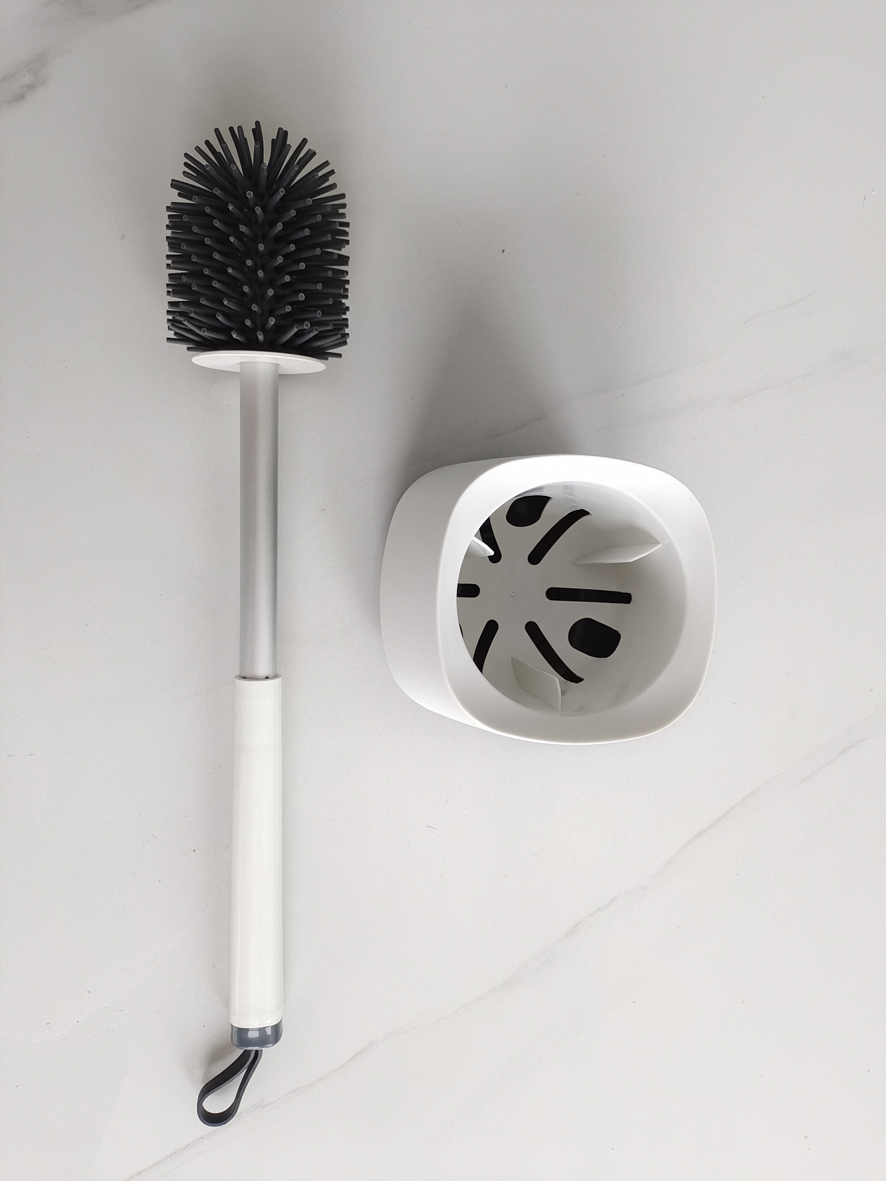 Venta al por mayor de baño de alta calidad TPR Toliet cepillo de limpieza de cerdas de goma redondo de silicona cepillo de baño con soporte