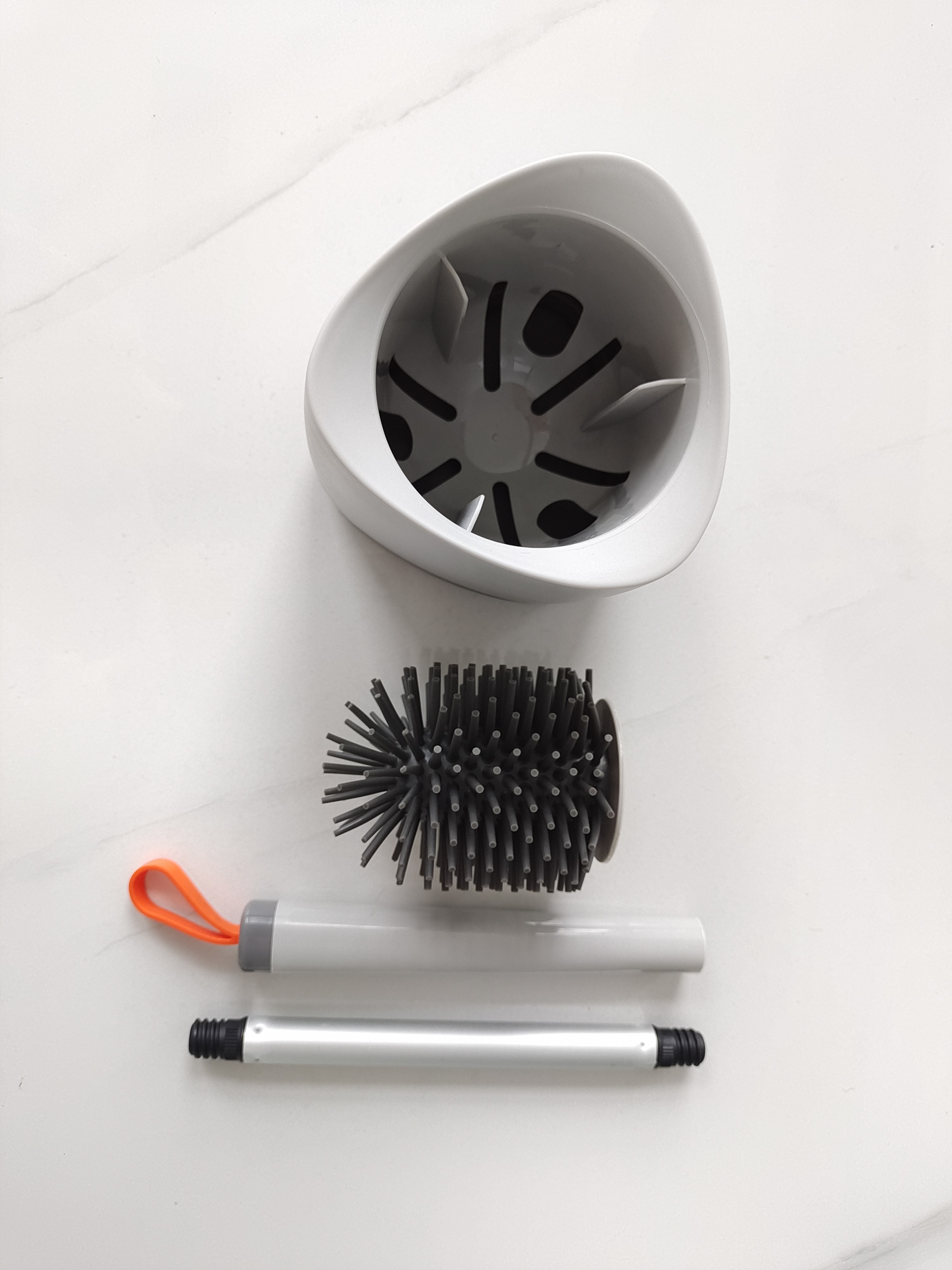 Cepillo redondo de silicona TPR de plástico blando de fábrica con soporte para cepillo de limpieza de baño
